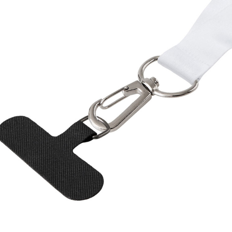 Ланъярд 2 см под сублимацию с трендовым карабином и узким держателем для телефона из ПЭ, серебристый