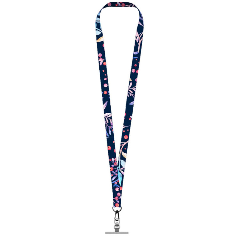 Ланъярд 2 см под сублимацию с трендовым карабином и металлическим держателем для телефона, черный