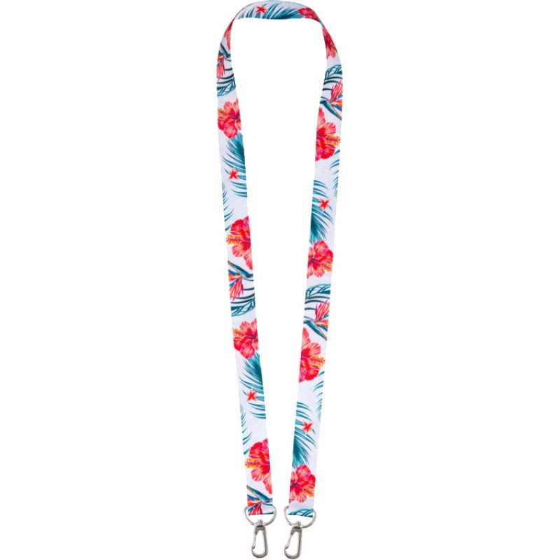 Ланъярд 2 см под сублимацию с 2-мя карабинами, серебристый