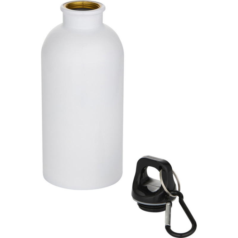 Одностенная бутылка для воды с карабином Oregon, изготовленная из нержавеющей стали, сертифицированной по стандарту RCS, объемом 400 мл - Белый