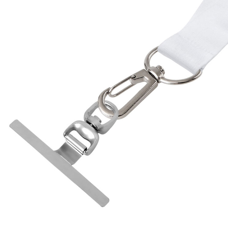 Ланъярд 2 см под сублимацию с трендовым карабином, замком обрыва и металлическим держателем для телефона, серебристый