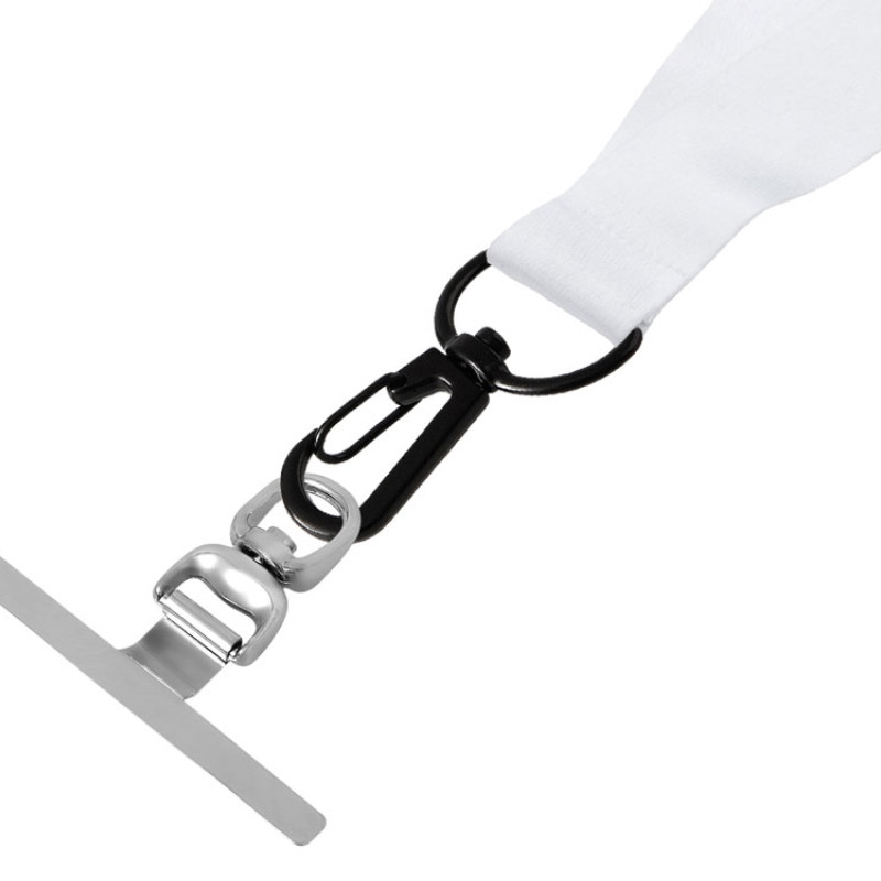 Ланъярд 2 см под сублимацию с трендовым карабином и металлическим держателем для телефона, черный