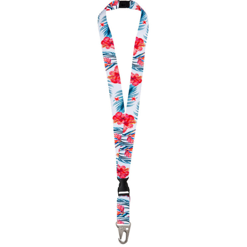 Ланъярд 2,5 см под сублимацию с большим карабином, межуровневым замком и замком обрыва