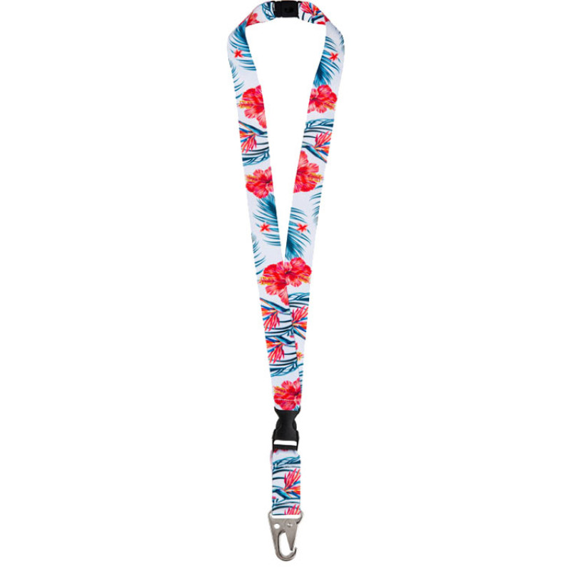 Ланъярд 2,5 см под сублимацию с большим карабином, межуровневым замком и замком обрыва