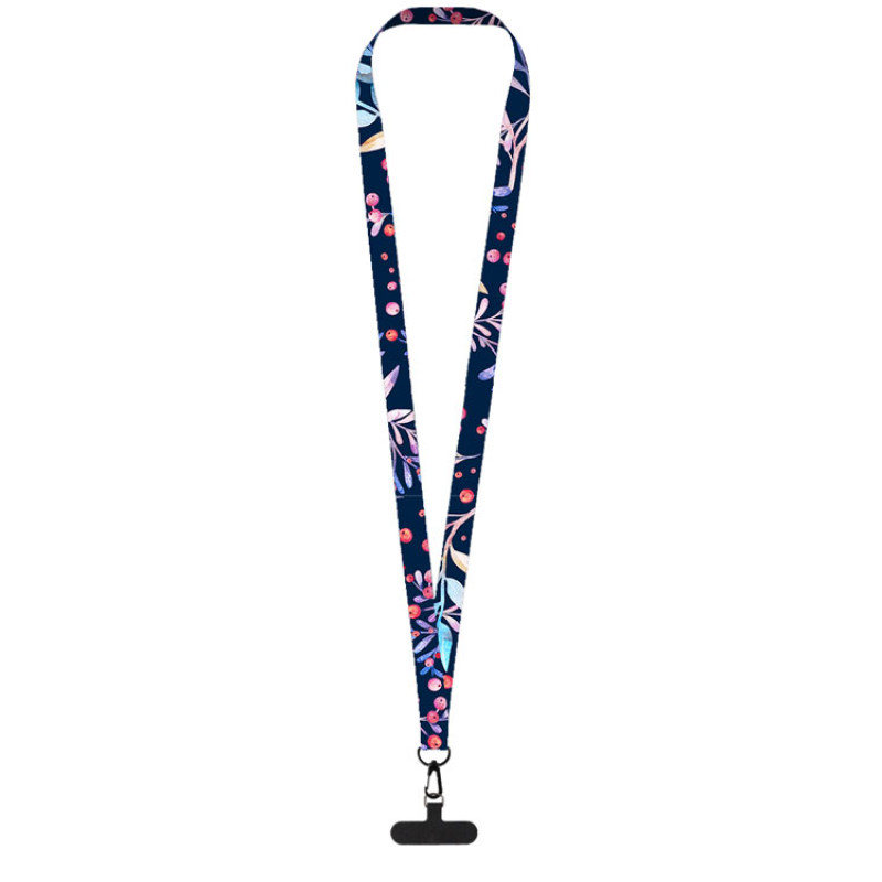 Ланъярд 2 см под сублимацию с трендовым карабином и узким держателем для телефона из ПЭ, черный