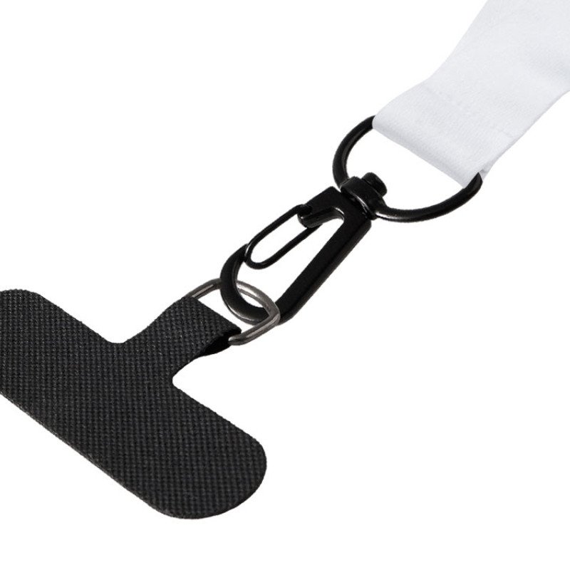 Ланъярд 2 см под сублимацию с трендовым карабином, замком обрыва и узким держателем для телефона из ПЭ, черный