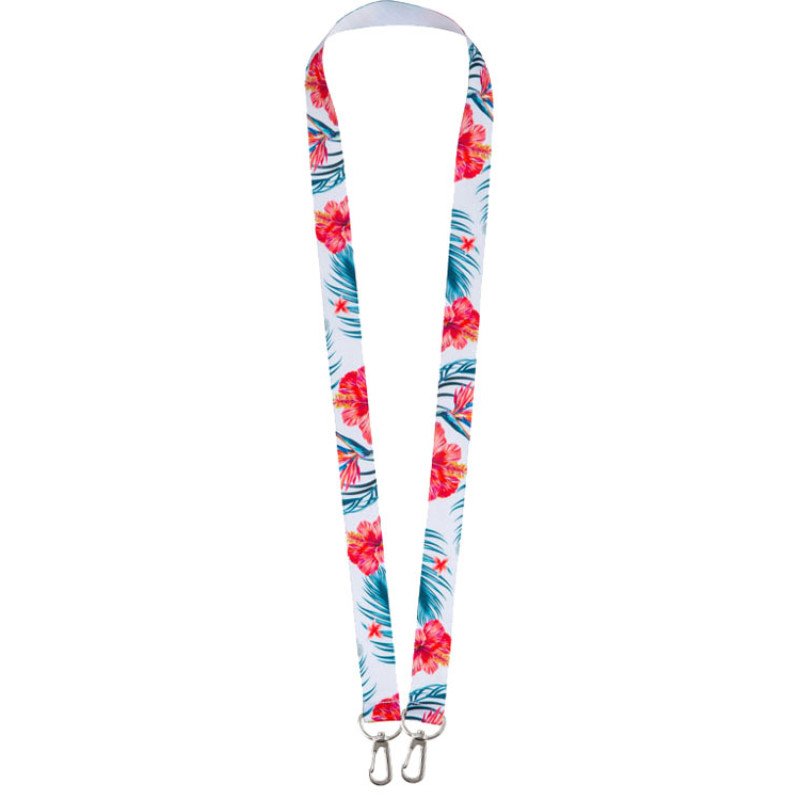 Ланъярд 2 см под сублимацию с 2-мя карабинами, серебристый