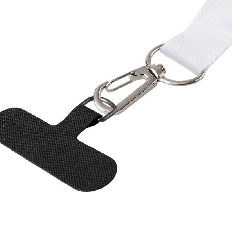 Ланъярд 2 см под сублимацию с трендовым карабином, замком обрыва и узким держателем для телефона из ПЭ, серебристый
