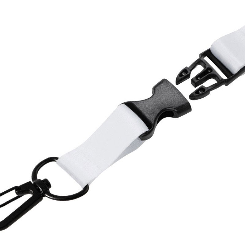 Ланъярд 2 см под сублимацию с карабином, межуровневым замком и замком обрыва, черный