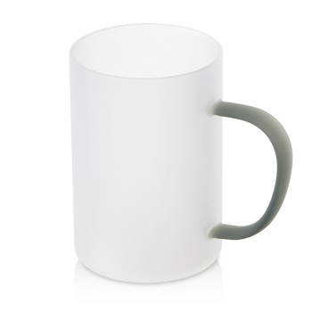 Стеклянная матовая кружка "Акцент" с цветной ручкой для сублимации, черный