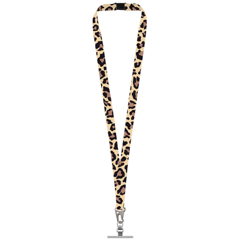 Ланъярд 2,5 см под сублимацию с большим карабином, замком обрыва и металлическим держателем для телефона