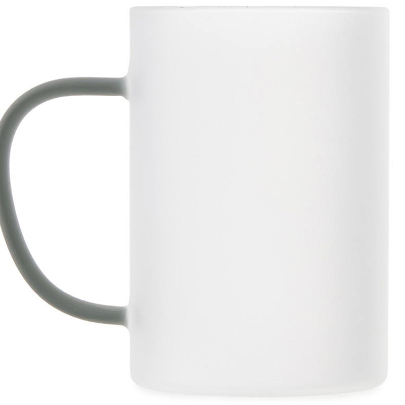 Стеклянная матовая кружка "Акцент" с цветной ручкой для сублимации, черный