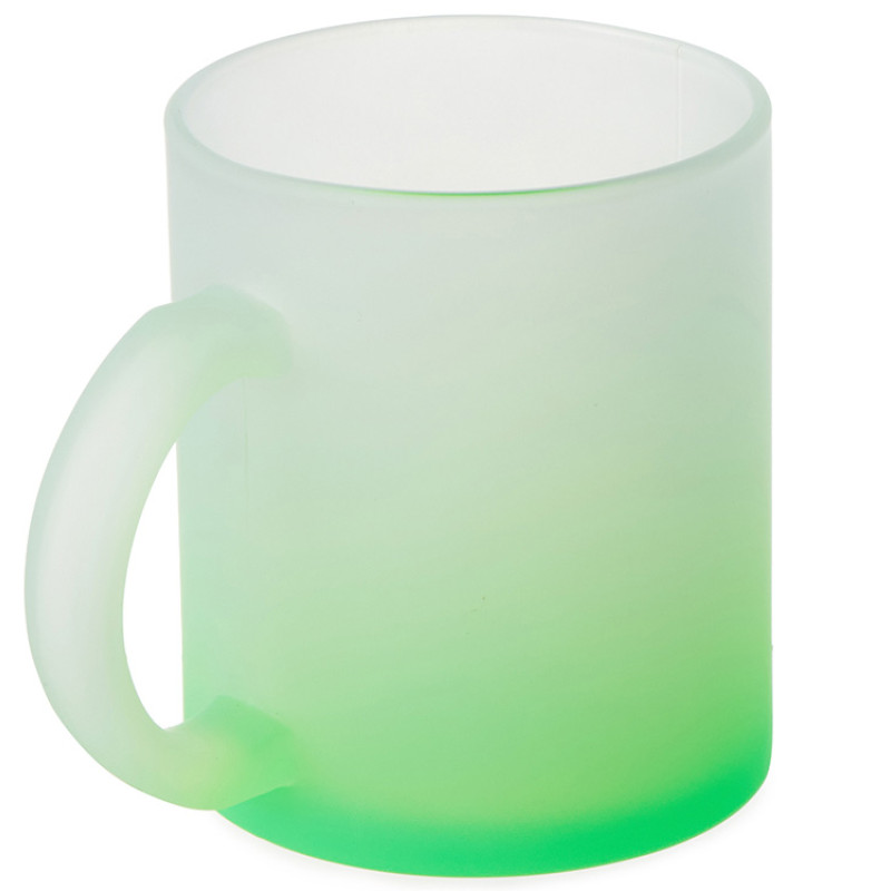 Стеклянная матовая кружка "Омбре" с градиентом для сублимации, зеленое яблоко