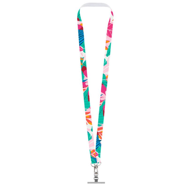 Ланъярд 2 см под сублимацию с 2-мя трендовыми карабинами и металлическим держателем для телефона, серебристый