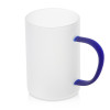 Стеклянная матовая кружка "Акцент" с цветной ручкой для сублимации, синий