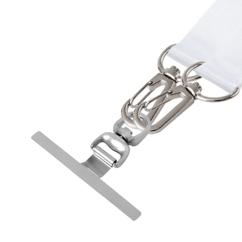 Ланъярд 2 см под сублимацию с 2-мя трендовыми карабинами и металлическим держателем для телефона, серебристый