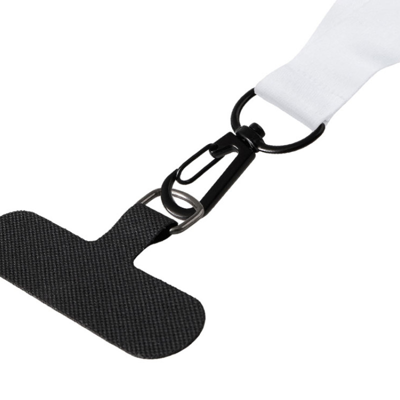 Ланъярд 2 см под сублимацию с трендовым карабином и узким держателем для телефона из ПЭ, черный