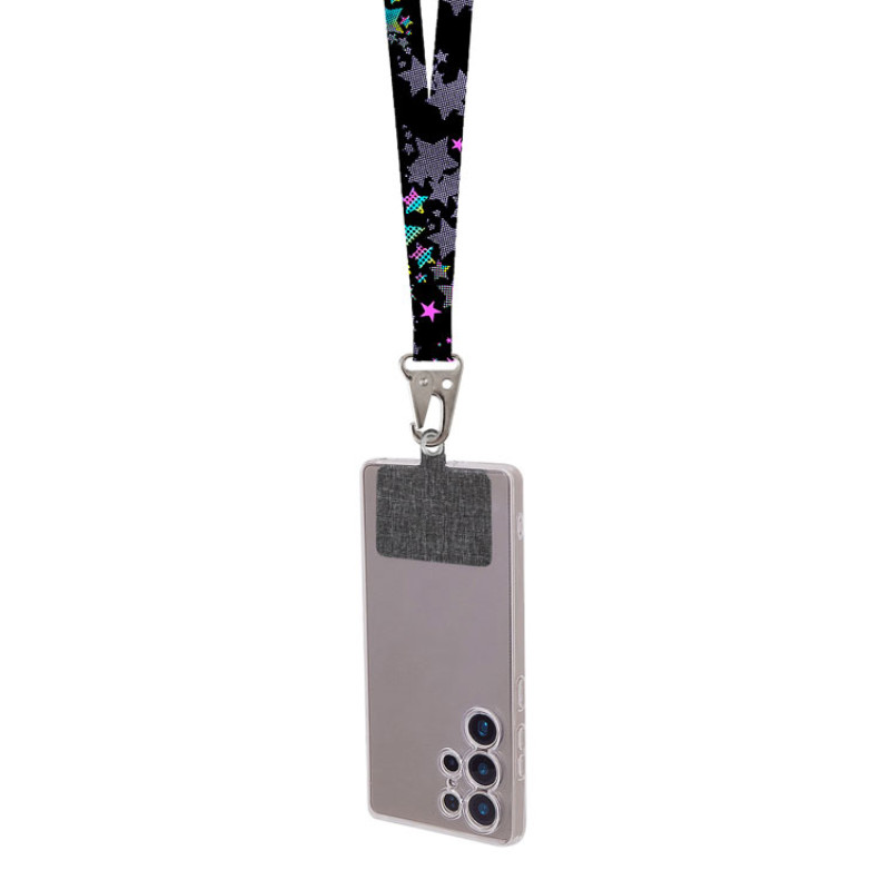 Ланъярд 2,5 см под сублимацию с большим карабином, замком обрыва и большим держателем для телефона из ПЭ