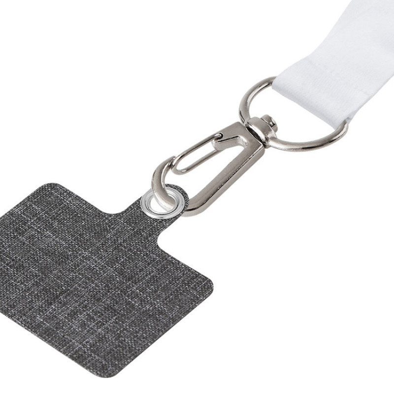 Ланъярд 2 см под сублимацию с трендовым карабином, замком обрыва и большим держателем для телефона из ПЭ, серебристый