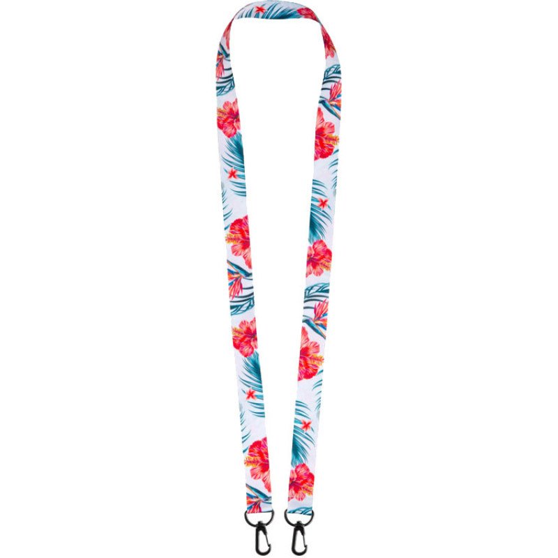 Ланъярд 2 см под сублимацию с 2-мя карабинами, черный