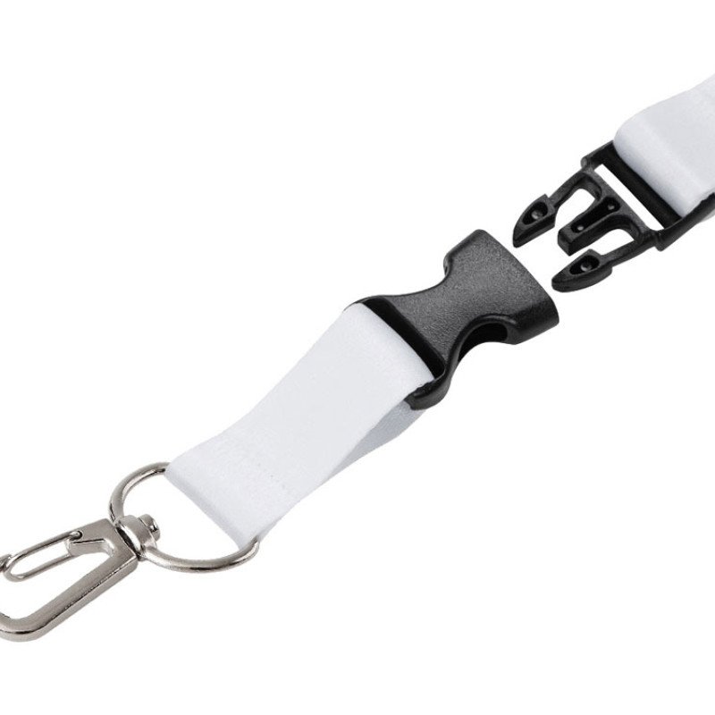 Ланъярд 2 см под сублимацию с карабином, межуровневым замком и замком обрыва, серебристый