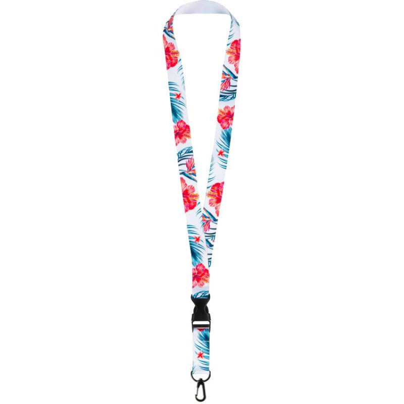 Ланъярд 2 см под сублимацию с карабином и межуровневым замком, черный