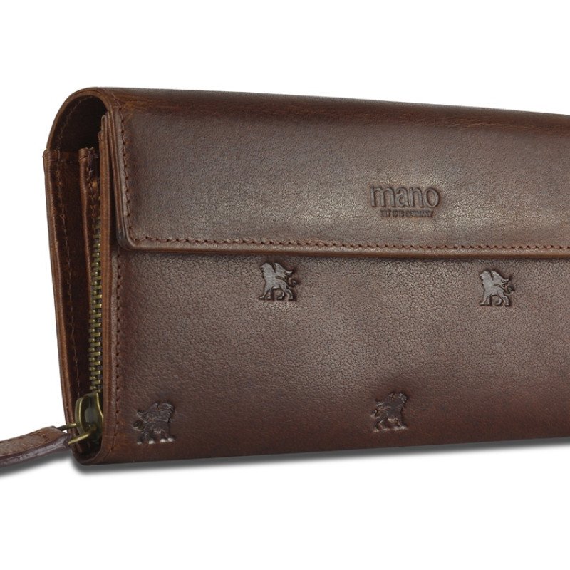 Кошелек Mano "Don Leon", натуральная кожа в коричневом цвете, 19 х 10 см