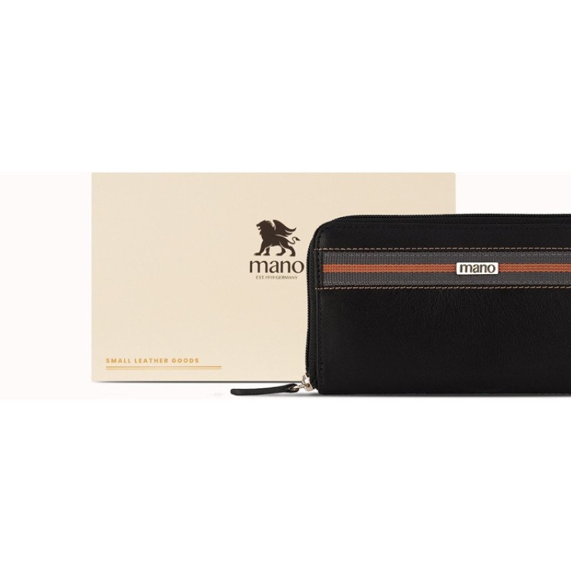 Кошелек Mano "Don Leonardo", с RFID защитой, натуральная кожа в черном цвете, 19 х 2 х 10,5 см