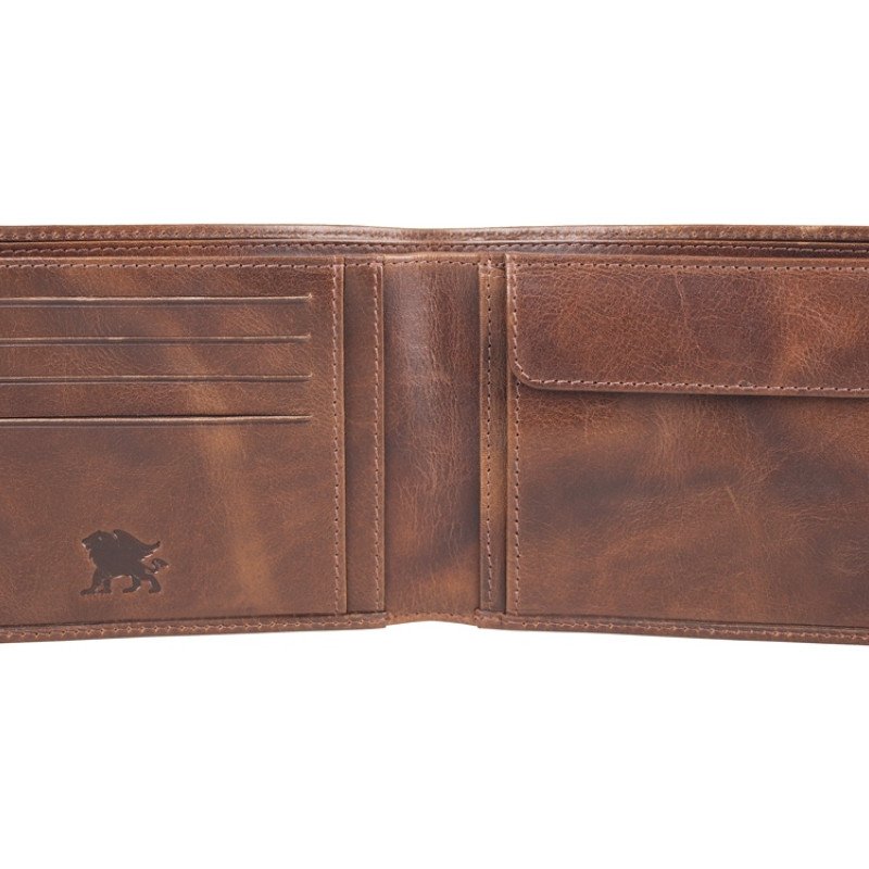 Бумажник Mano "Don Luca", натуральная кожа в коньячном цвете, 12,5 х 9,7 см