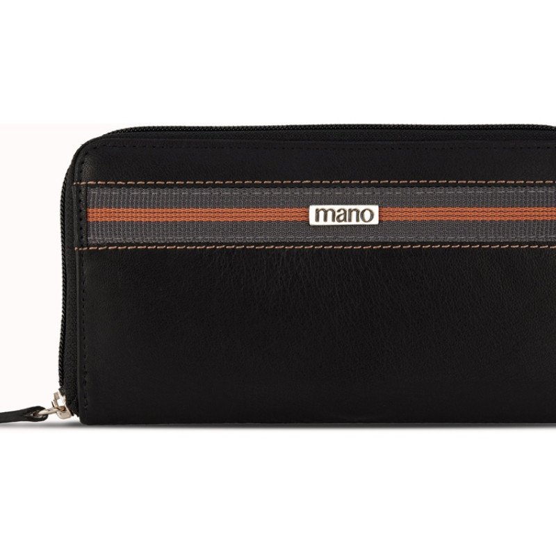 Кошелек Mano "Don Leonardo", с RFID защитой, натуральная кожа в черном цвете, 19 х 2 х 10,5 см