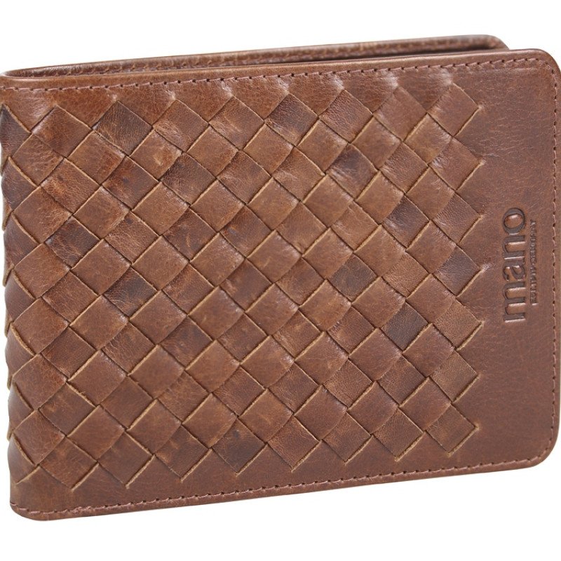 Бумажник Mano "Don Luca", натуральная кожа в коньячном цвете, 12,5 х 9,7 см