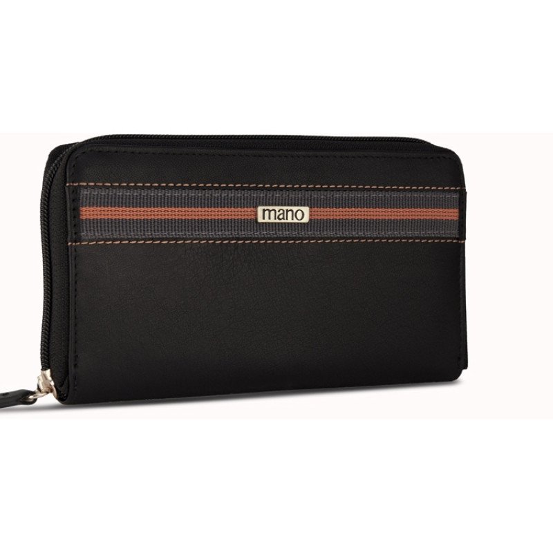 Кошелек Mano "Don Leonardo", с RFID защитой, натуральная кожа в черном цвете, 19 х 2 х 10,5 см