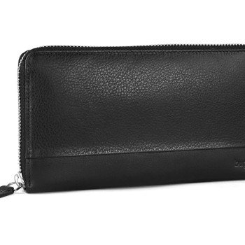 Кошелёк BUGATTI АТЛАНТА | ATLANTA, на молнии, чёрный, натуральная воловья кожа, 19,5х2,5х10,5 см