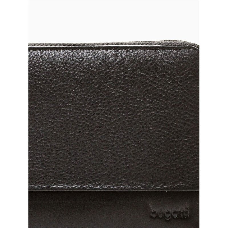 Кошелёк BUGATTI АТЛАНТА | ATLANTA, на молнии, чёрный, натуральная воловья кожа, 19,5х2,5х10,5 см