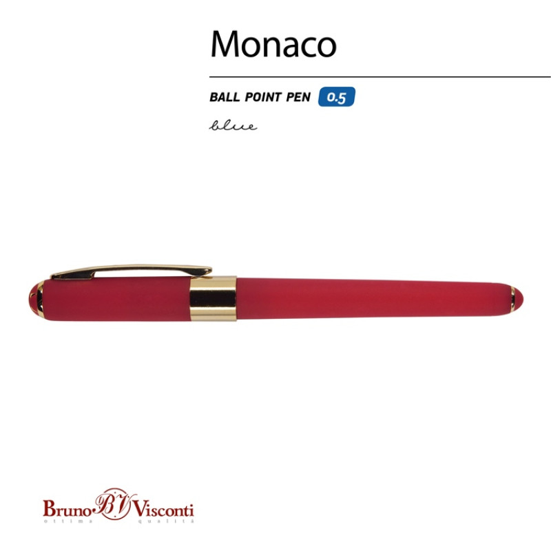 Ручка пластиковая шариковая «Monaco», 0,5мм, синие чернила, красный