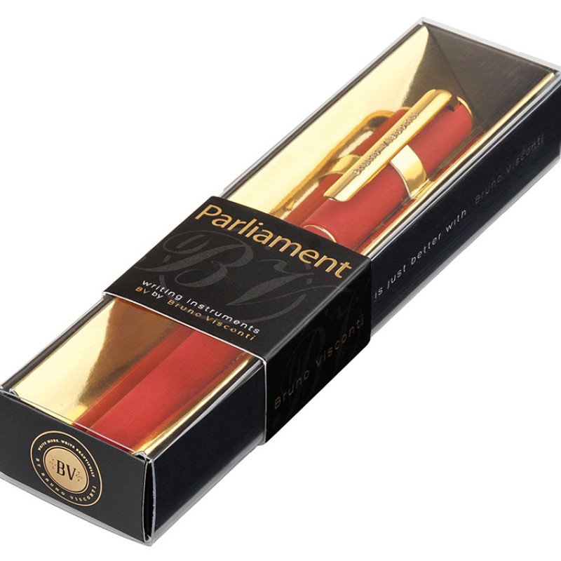 Ручка пластиковая шариковая "Parliament", 0,7 мм, синие чернила, красный/золотистый