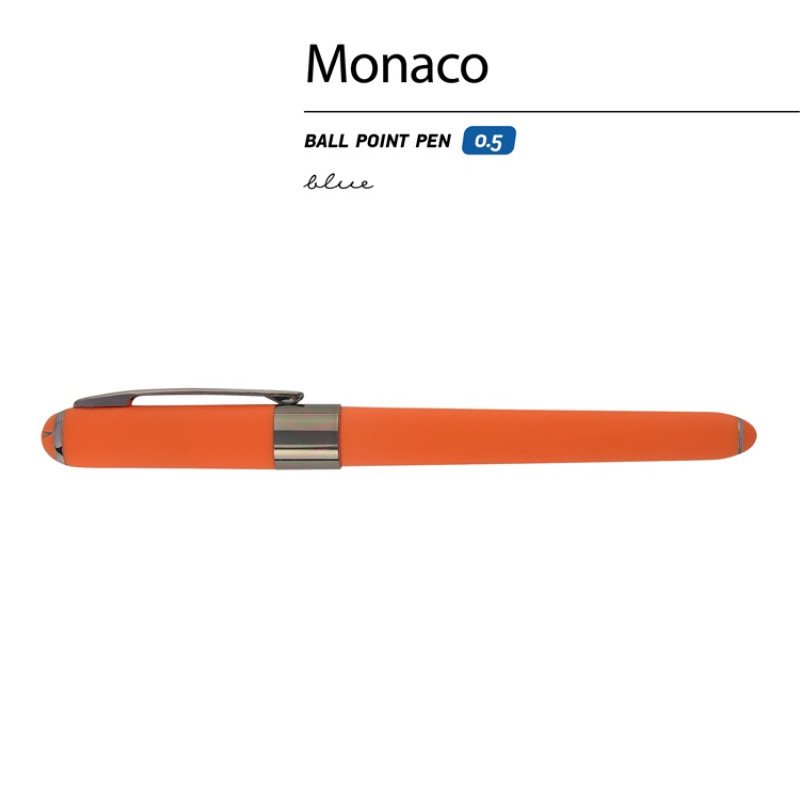 Ручка пластиковая шариковая «Monaco», 0,5мм, синие чернила, оранжевый/вороненая сталь