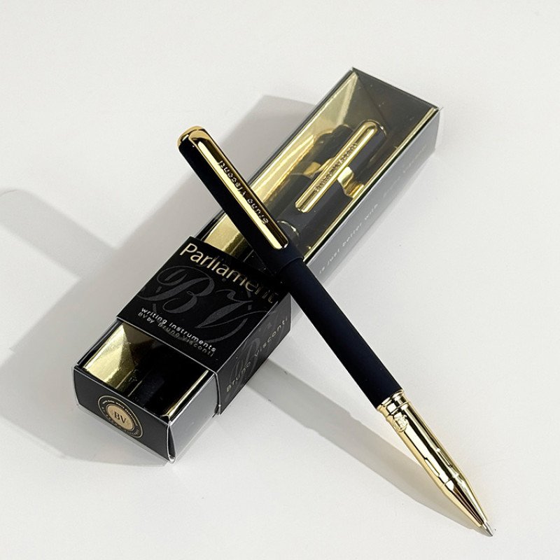 Ручка пластиковая шариковая "Parliament", 0,7 мм, синие чернила, черный/золотистый