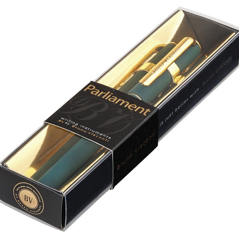 Ручка пластиковая шариковая "Parliament", 0,7 мм, синие чернила, зеленый/золотистый