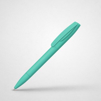 Шариковая ручка "Coral Gum " с прорезиненным soft-touch корпусом и клипом., бирюзовый