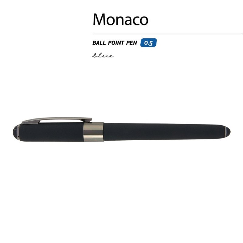 Ручка пластиковая шариковая «Monaco», 0,5мм, синие чернила, черный/вороненая сталь