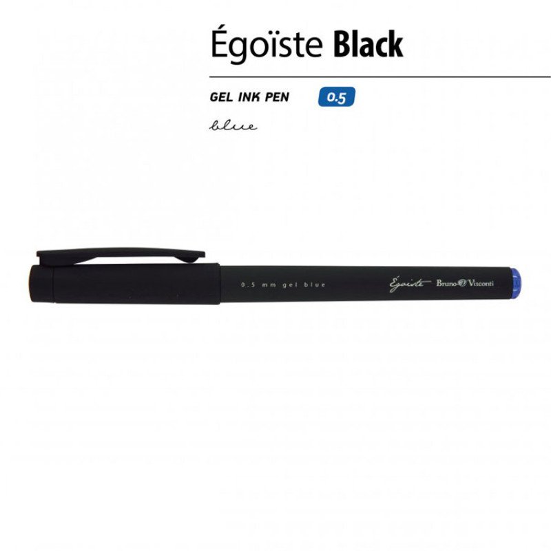Ручка пластиковая гелевая «Egoiste Black» с лого, 0.5мм, черная, синие чернила