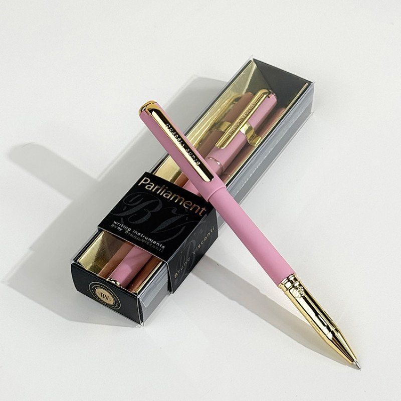 Ручка пластиковая шариковая "Parliament", 0,7 мм, синие чернила, розовый/золотистый