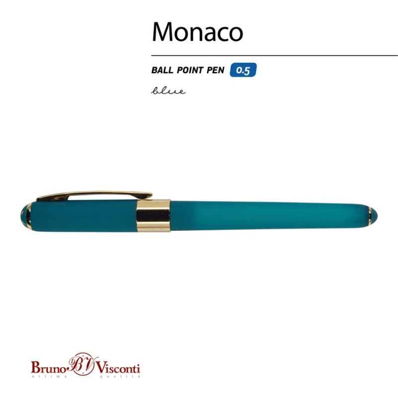 Ручка пластиковая шариковая «Monaco», 0,5мм, синие чернила, морская волна