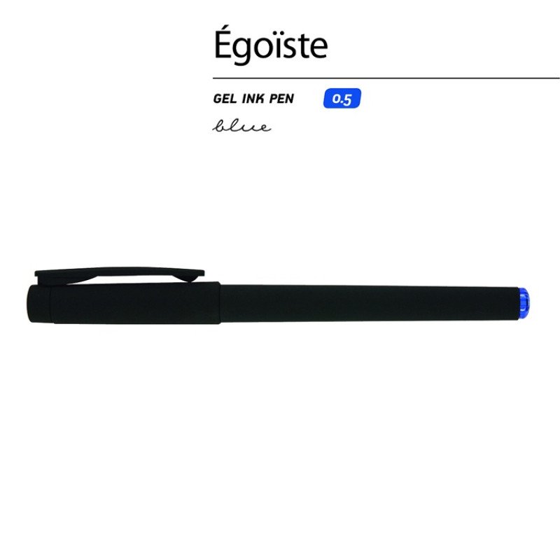 Ручка пластиковая гелевая «Egoiste Black» под персонализацию, синие чернила, черная