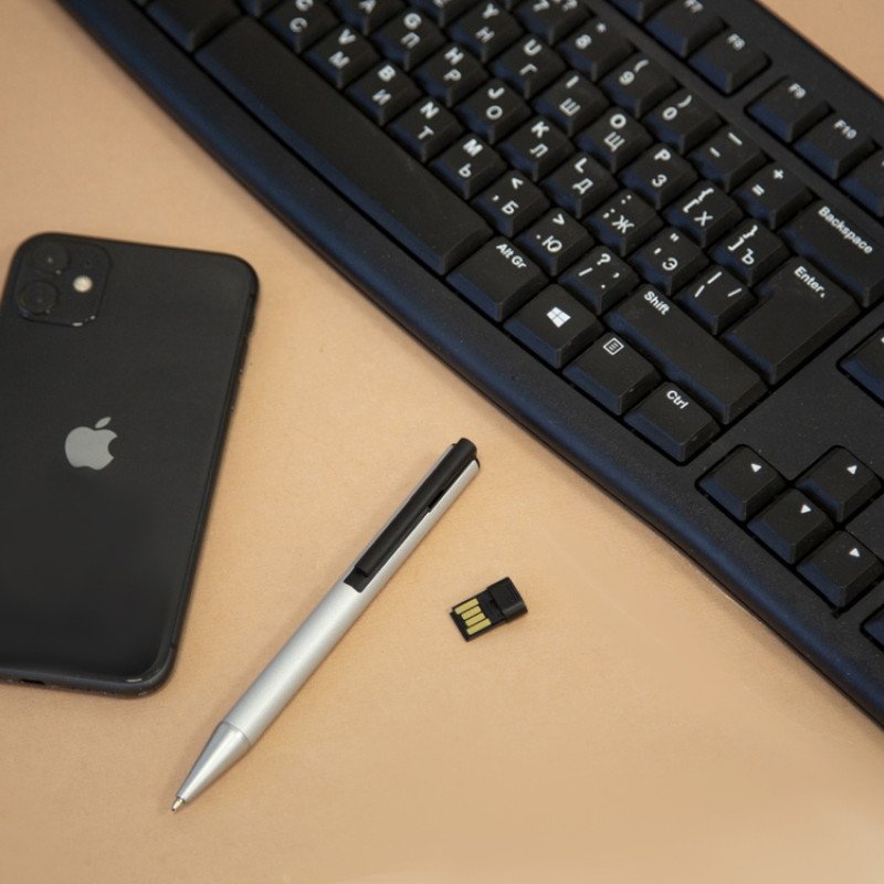 Металлическая шариковая ручка с флеш-картой на 8 Гб "Jobs", серебристая (Р)