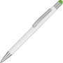 Ручка металлическая шариковая «Flowery» со стилусом и цветным зеркальным слоем, белый/зеленое яблоко