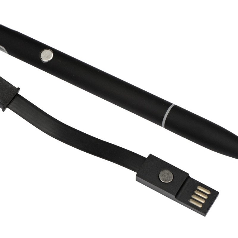 Ручка шариковая с кабелем USB, черный