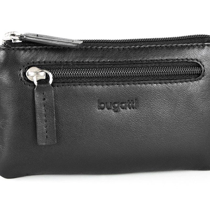 Ключница BUGATTI ПЕРВЫЙ | PRIMO, чёрная, натуральная воловья кожа, 12,5х0,5х7 см