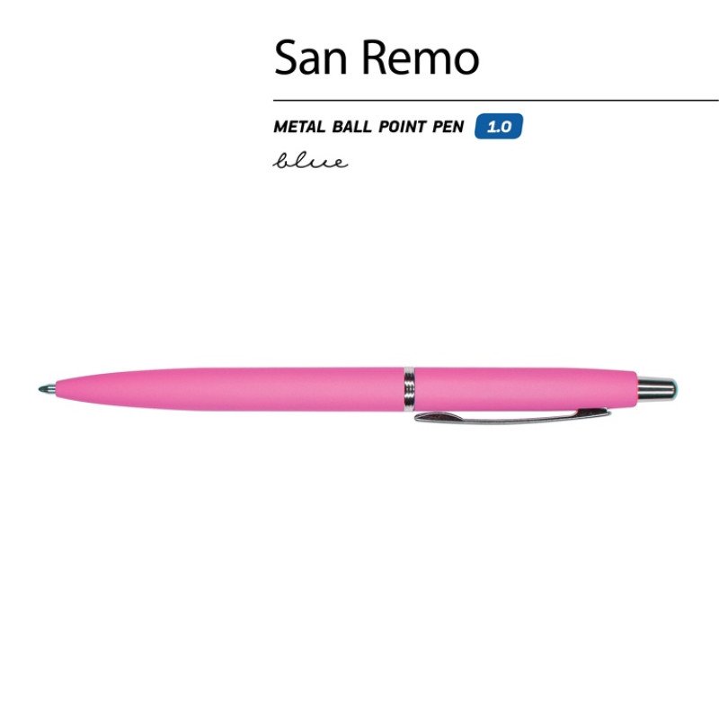 Ручка металлическая шариковая "San Remo", софт-тач, 1.0 мм, ярко-розовый Ручка металлическая шариковая "San Remo", софт-тач, 1.0 мм, ярко-розовый